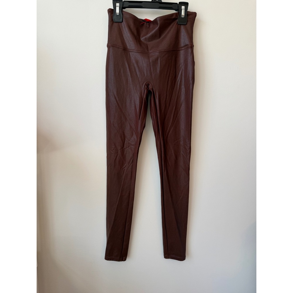 Spanx Faux Leather Leggings Burgundy Mahogany Wine High Waist M/M 20108R